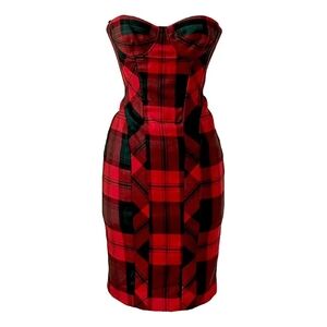Dolce and Gabbana D&G plaid bustiier dress 40